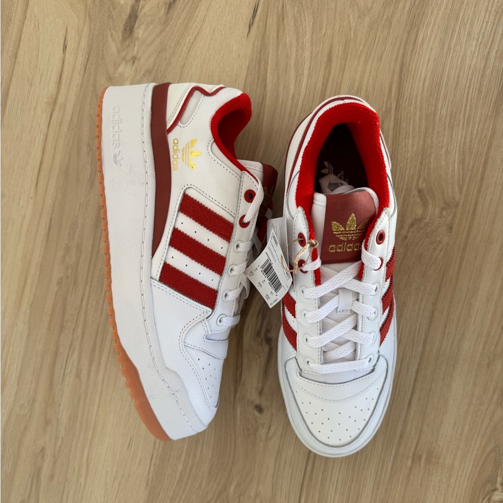 Adidas Women's White and Red Sneakers